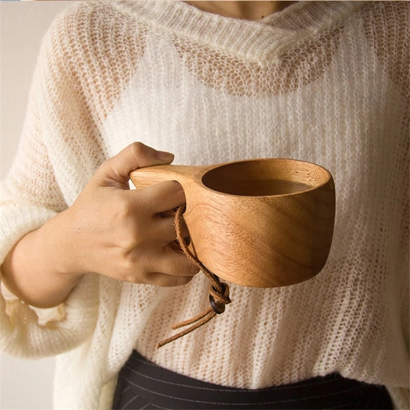 Nueva taza de café de madera portátil china, tazas de leche de té de madera de goma, tazas para beber agua, vaso de jugo hecho a mano, taza de té de limón, regalo