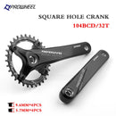PROWHEEL Bicycle Square Hole Sprocket 104BCD 170/175mm Crank 30/32/34/36/38/40/42/44/46/48/50/52T Narrow Chainrings MTB Crankset