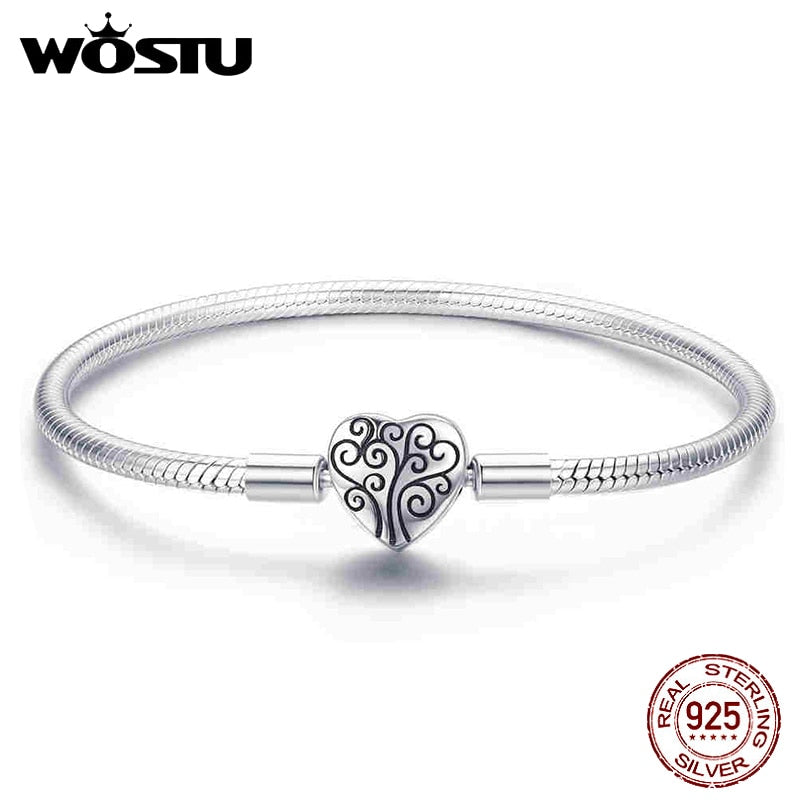 WOSTU, pulsera y brazalete con dije de árbol de la vida de Plata de Ley 925 auténtica para mujer, compatible con marca Original, joyería de cuentas DIY CQB066