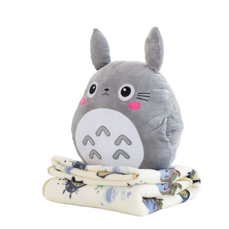 Totoro Plush Toy Cute Soft Pillow with Blanket 3 In 1 Anime Figure Gifts for Children Kids Present A Good Helper in Work Time