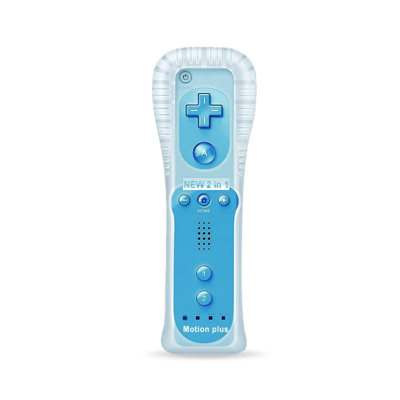 2 in 1 Wireless Remote Controller for Nunchuk Nintendo Wii Built-in Motion Plus Gamepad with Silicone Case Motion Sensor