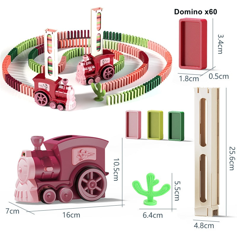 Juego de coches de tren de dominó para niños, luz de sonido, colocación automática de dominó, bloques de dominó coloridos, juego educativo, juguete para regalo DIY