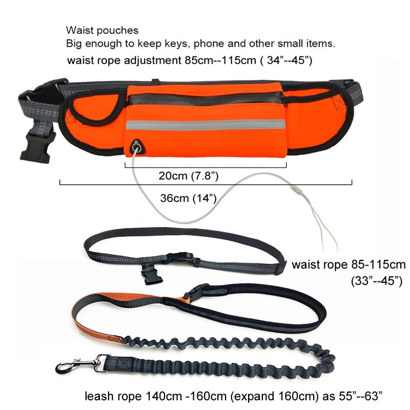 Dog Leash Rope Running Hands Free Reflective Big Dog Leashes Walking Leash With Waist Bag Collar Rope for Dogs CL147