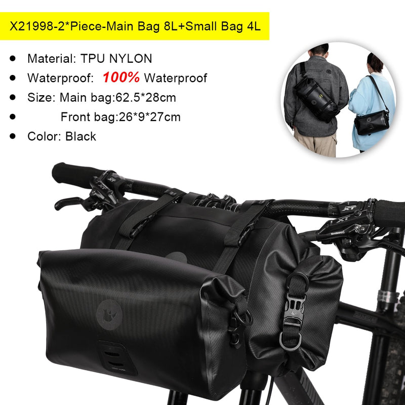 Rhinowalk Bicycle Bag Waterproof Big Capacity Handlebar Bag 1 or 2-piece Front Tube Cycling Bag MTB Frame Trunk Bike Accessories