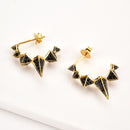 Andywen 100% 925 Sterling Silber Schwarz Emaille Schwarz Zirkon Lange Spike Creolen Piercing Ohrringe Anhänger Damen Luxus CZ Schmuck