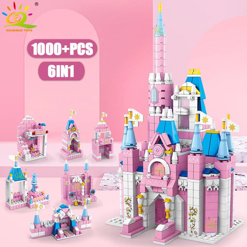 HUIQIBAO Friends Ice Castle Princess Queen Building Blocks Modular Bricks Set for Girls House Palace Children Construction Toys