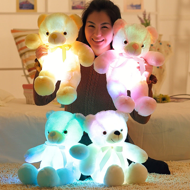 Luminoso 25/30/50 cm Creative Light Up LED Colorido que brilla intensamente Oso de peluche Animal de peluche de juguete Regalo de Navidad para niños