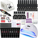 Juego de uñas Juego de manicura con 114W/120W/54W Lámpara de uñas LED 35000RPM Taladro de uñas 20/10 Color Poly Extension Nail Gel Set