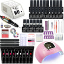 Juego de uñas Juego de manicura con 114W/120W/54W Lámpara de uñas LED 35000RPM Taladro de uñas 20/10 Color Poly Extension Nail Gel Set