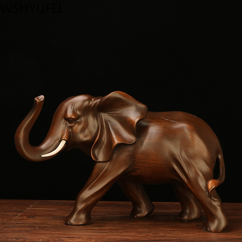 Feng Shui Elegant Elephant Resin Statue Lucky Wealth Figurine Crafts Ornaments Gift for Home Office Desktop Decoration