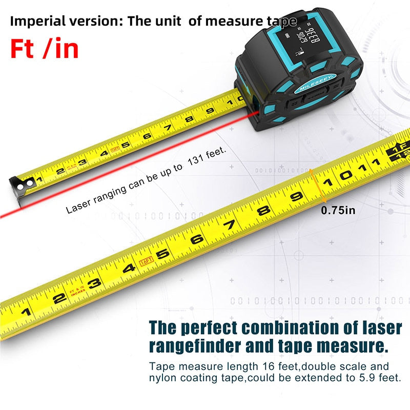 Mileseey DT10 / DT11 Laser-Teleskop-Maßband 2-in-1-Digital-Entfernungsmesser mit Anti-Drop-LCD-Display, Magnethaken