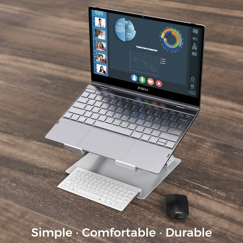 XIDU Laptopständer Aluminium für Schreibtisch Macbook Pro Halter verstellbare Stützbasis Notebookständer tragbare Laptophalterung 11-14 Zoll