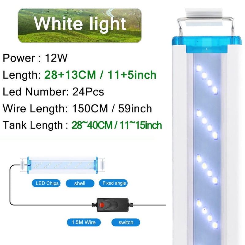 18-75CM Super Slim LEDs Aquarium Lighting Aquatic Plant Light Extensible Waterproof Clip on Lamp For Fish Tank 90-260V