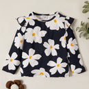 Paquete de 3 camisetas PatPat para niñas, camisetas de 3 uds., camisetas de manga larga con puntos florales de otoño y primavera, conjuntos de camisetas, ropa para niños