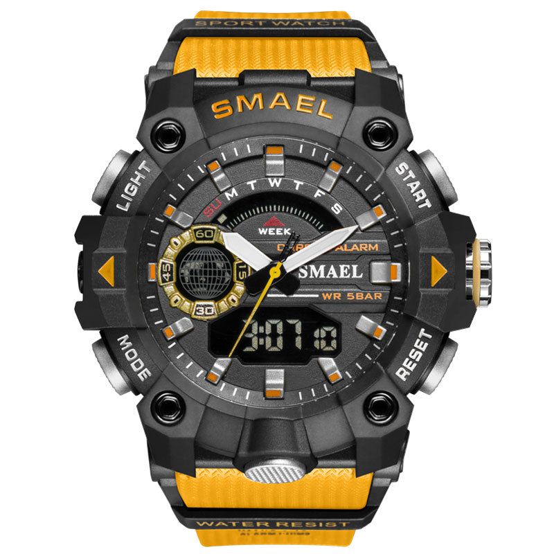 Relojes deportivos SMAEL a la moda para hombre, resistente a los golpes, 50M, resistente al agua, reloj de pulsera LED con alarma, cronómetro, relojes militares para hombre 8040