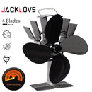 Black Fireplace 4 Blade Heat Powered Stove Fan komin Log Wood Burner Eco Friendly Quiet Fan Home Efficient Heat Distribution