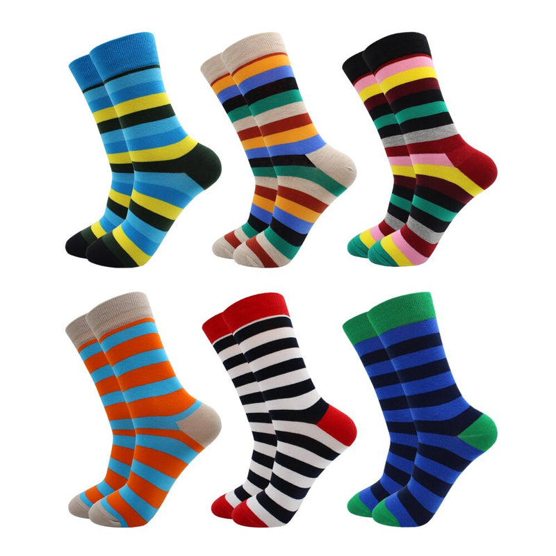 6-12 Pairs Colorful Cotton Fashion Casual Women and Men Funny Socks Stripe Grid Geometry Fun Dress Socks