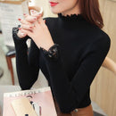 Slim Short Paragraph Bottoming Sweater Spring Half-high Collar Sweater Women Solid Color Lace Thickening Inside Sweater 7569 50