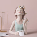 ARTLOVIN Butterfly Fairy Figures Girl Figurines Resin Tabletop Statues Creative Characters With Metal Gold Tray Home Decor Craft