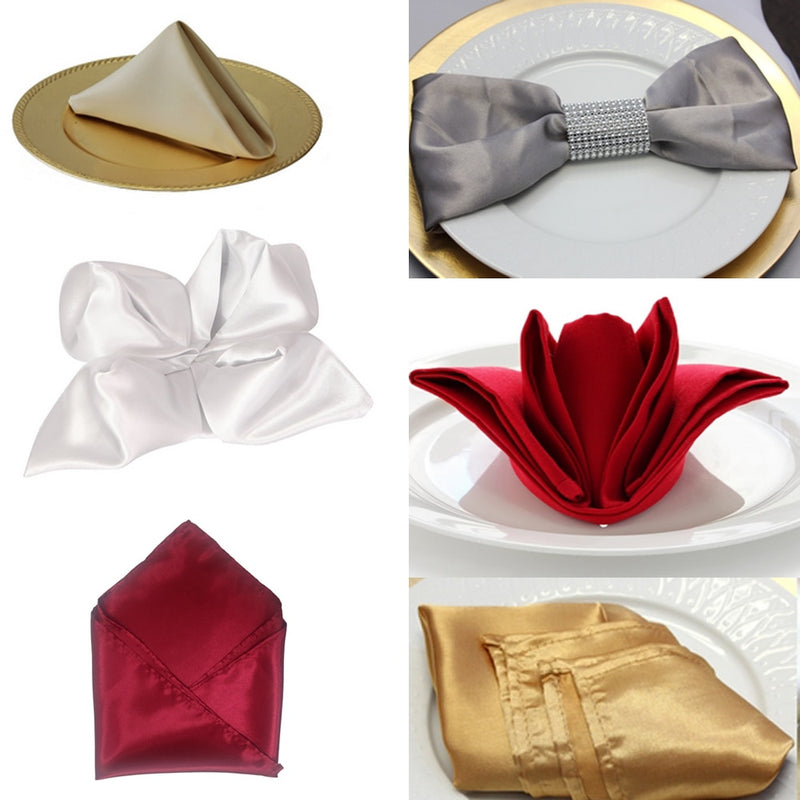 50pcs/lot Napkins 30cm Square Satin Fabric Handkerchief Table Dinner Napkin For Wedding Decoration Party Event Home Supplies