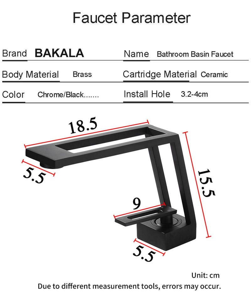 Grifo de baño de lujo Diseño hueco Grifo de lavabo de baño Mezclador de agua fría y caliente Grifo de fregadero Grifo monomando montado en cubierta Grifo negro