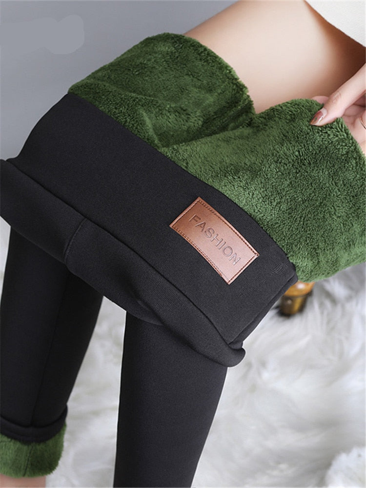 Seoulish Damen Winter Leggings 2022 Neue warme Hose Chic Samt verdicken Abnehmen Kaschmir gewärmte Leggings mit Fleece weiblich