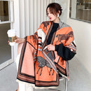 Bufanda de Cachemira de invierno de lujo para mujer, diseño 2022, manta cálida de Pashmina, Bufandas de caballo, chal femenino, chal, Foulard grueso, Bufanda