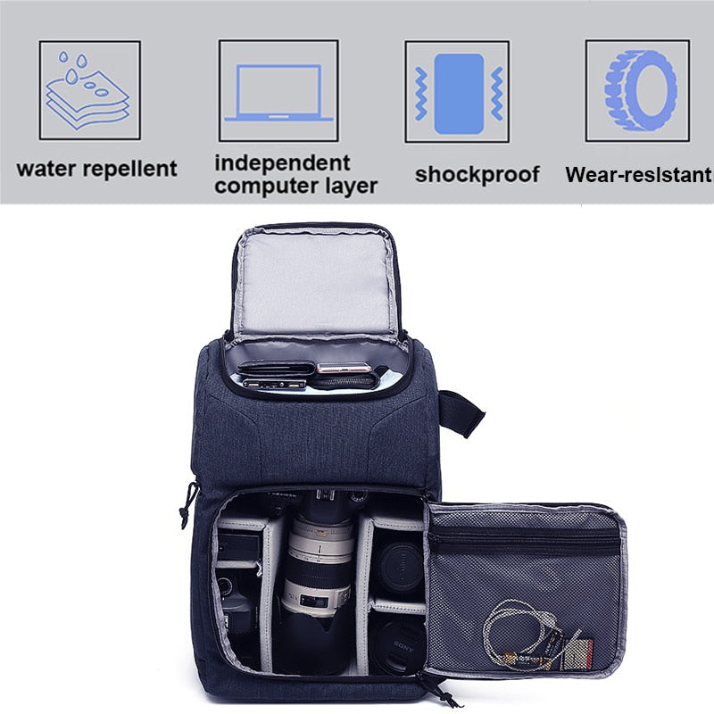 Waterproof Camera Bag Photo Cameras Backpack For Canon Nikon Sony Xiaomi Laptop DSLR Portable Travel Tripod Lens Pouch Video Bag