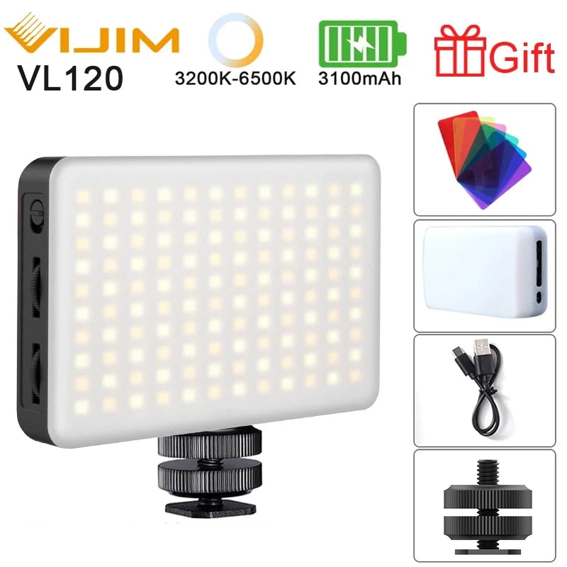 VIJIM VL120 LED-Videokameraleuchte 3200 K-6500 K 3100 mAh Dimmbare Studiolampe Vlog-Fülllicht W RGB-Farbfilter Softbox-Diffusor