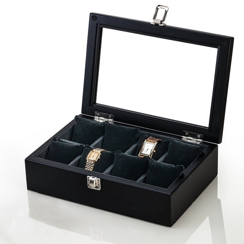 3/5/8/10/12 Slots Wood Watch Box Organizer New Coffee Watch Holder With Glass Window Mens Watch Storage Box Gift Case