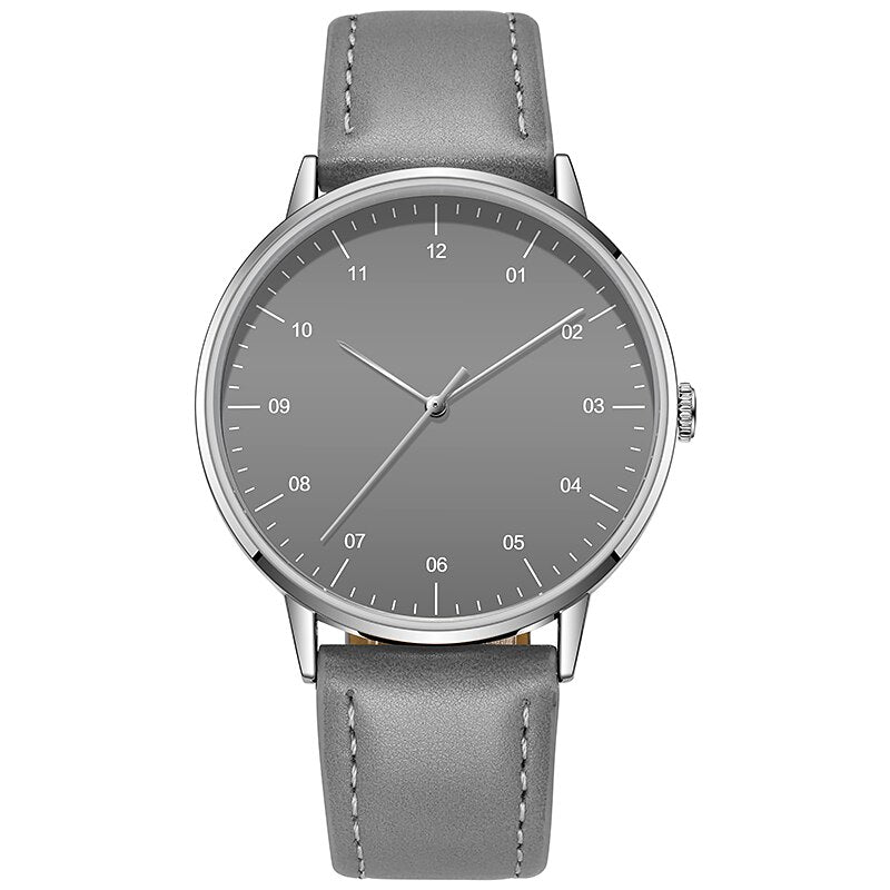 No Logo Business Watch Japan Movement PU Leather Strap Thin Bezel Simple Design Minimalism