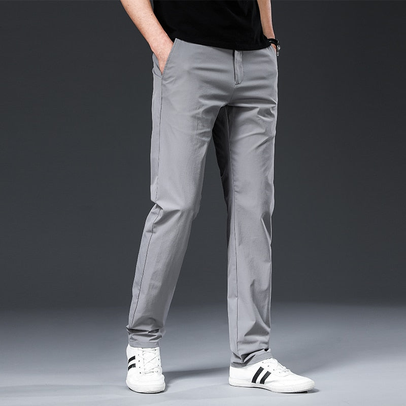 BROWON, novedad de 2022, pantalones para hombre, primavera verano, transpirables, de Color sólido, rectos, sueltos, para hombre, de talla grande 42