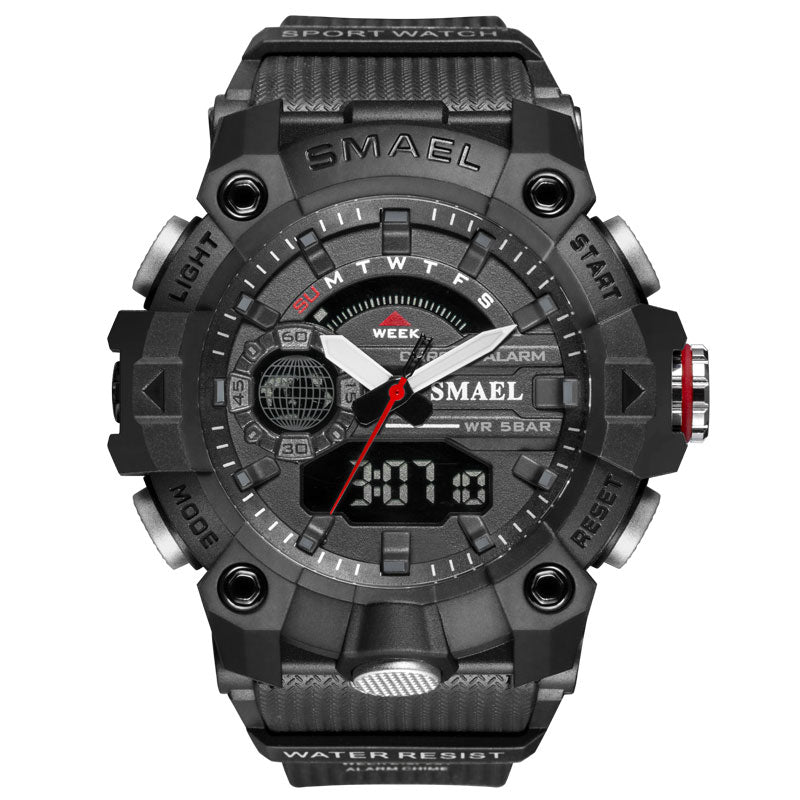 Relojes deportivos SMAEL a la moda para hombre, resistente a los golpes, 50M, resistente al agua, reloj de pulsera LED con alarma, cronómetro, relojes militares para hombre 8040