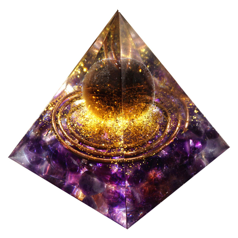 Handgemachte Orgonit-Pyramide 60 mm rauchige Kristallkugel mit Amethyst Reiki Energieheilungsmeditation Orgonpyramide Sammlung