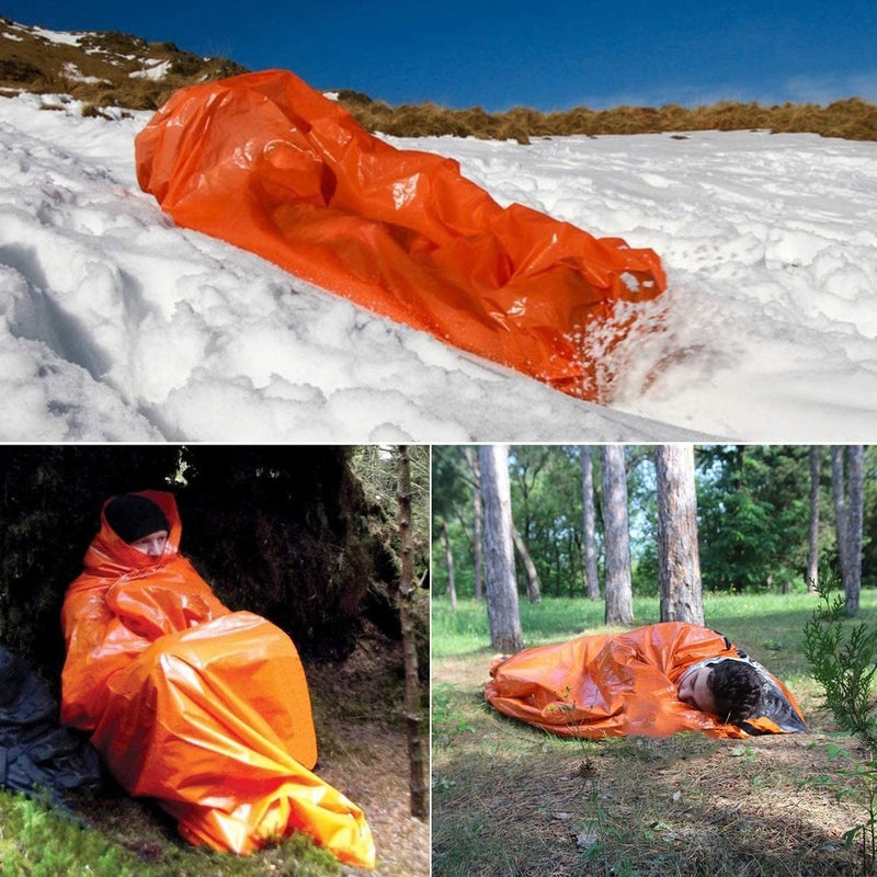 Saco de dormir de supervivencia de emergencia Manta de emergencia térmica impermeable ligera Saco Bivy con bolsa de cordón portátil