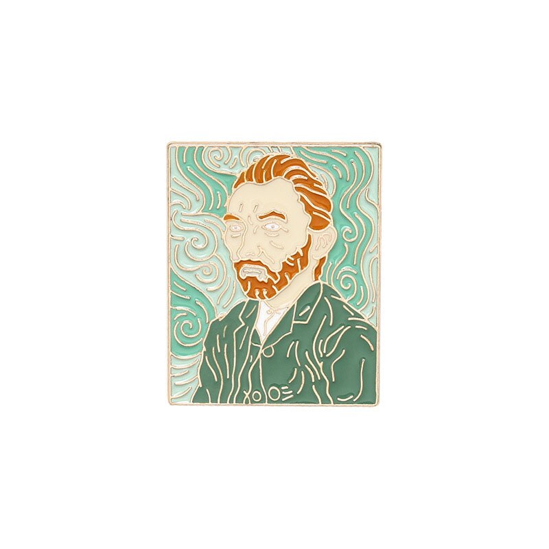 Painter Van Gogh Self Portrait Brooch Sunflower VINCENT Enamel Pin Jeans Backpack Art Lovers Friends Gifts