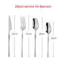 24pcs/lot Korean Food Portable Cutlery 304 Stainless Steel Table Fork Knife Spoon Dinner Set Dinnerware Gold Tableware Sets