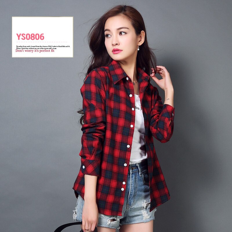 S-4XL Women Cotton Shirt Spring Autumn Winter 2022 New Casual Long-sleeve Brushed Plaid Stripe Shirts Girl's Tops Blouse Female