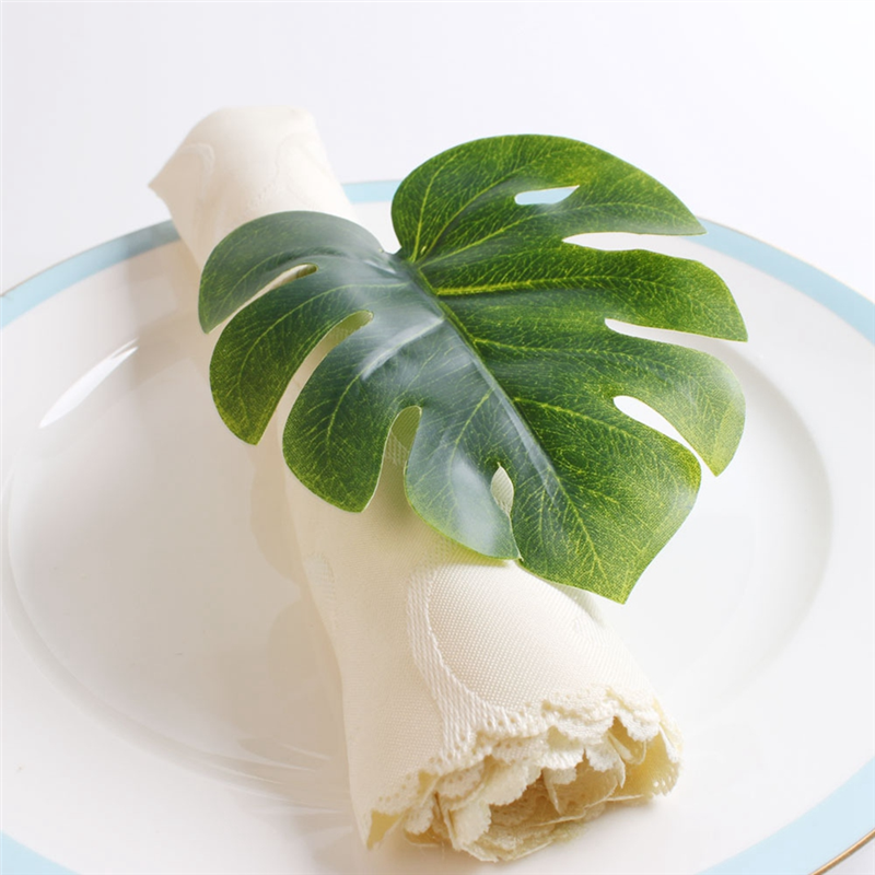 Set of 6 Green Leaf Napkin Rings,Napkin Ring Holders for Formal / Casual, Dining Table Decor,Party Decoration