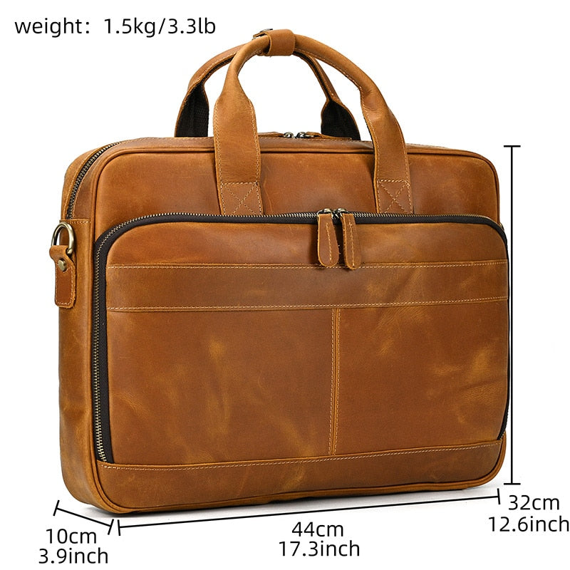 MAHEU Retro Laptop Aktentasche Echtes Leder Handtaschen Casual 15.6 Pad Bag Daily Working Tote Bags Männer Male Tasche für Dokumente