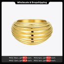 ENFASHION Chunky Lines Rings For Women Gold Color Elegant Ring Stainless Steel Friends Gifts Fashion Jewelry Anillos Mujer R4069