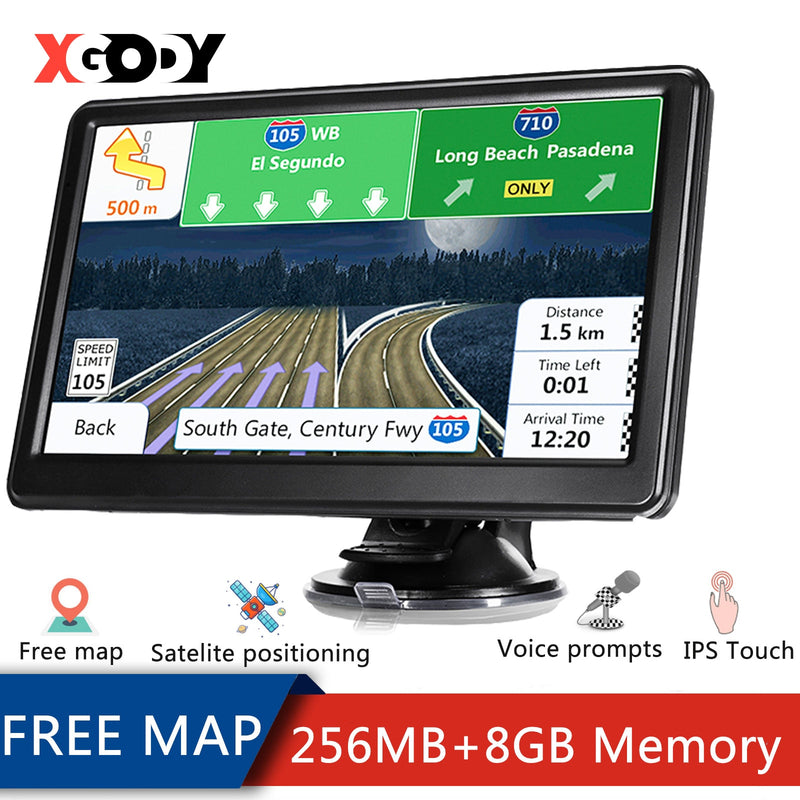 XGODY 7 Inch HD Screen Car Navigator GPS Vehicle 8GB Car GPS Navigation Voice Prompts Truck Navigation America Free Map 2022