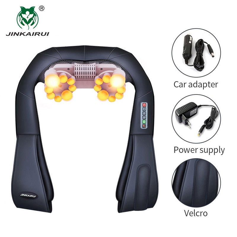 Masajeador eléctrico Jinkairui para cuello, hombros, espalda, cuerpo, masaje Shiatsu, masaje con calefacción infrarroja, dispositivo Masaj para el hogar y el coche con caja