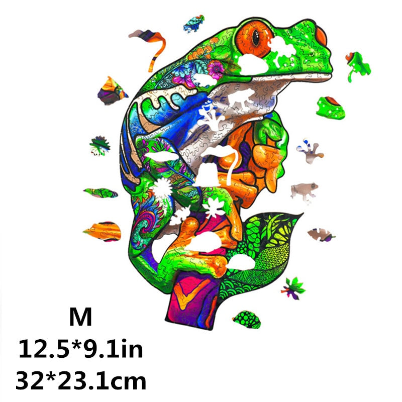 Animal Wooden Puzzle For Adults Kids Turtle Wooden Jigsaw Puzzle Board Set 3D Puzzle Toys For Children DIY Educational Game Gift