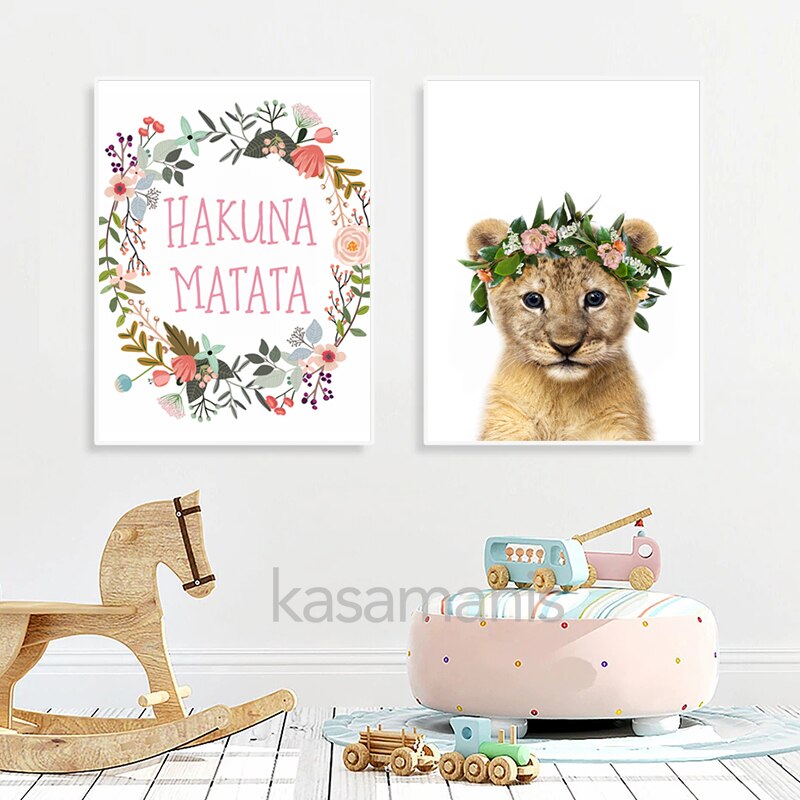 Baby Lion Print Wildlife Animal Black White Photography Poster Kids Quote Scandinavian Art Canvas Painting Home Decor