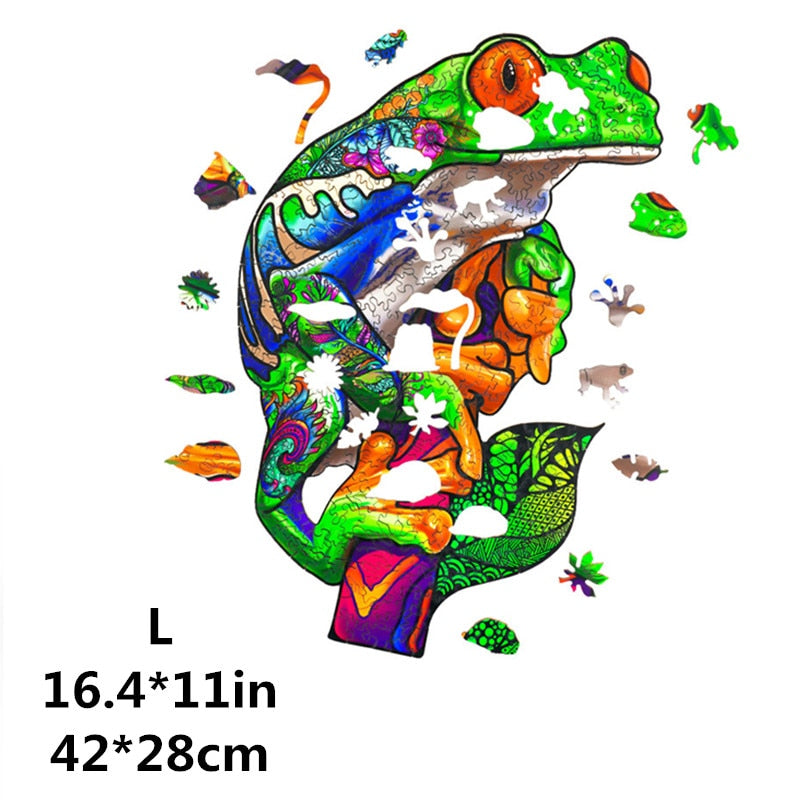 Animal Wooden Puzzle For Adults Kids Turtle Wooden Jigsaw Puzzle Board Set 3D Puzzle Toys For Children DIY Educational Game Gift