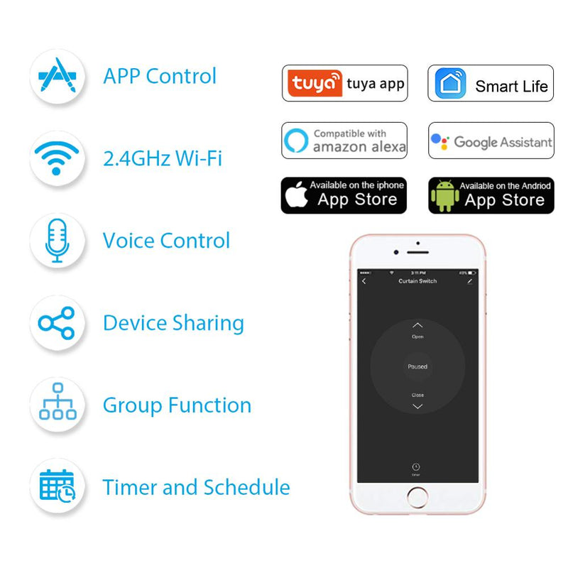 Tuya Smart Life WiFi, módulo de interruptor de cortina ciega para persiana enrollable, Google Home, Alexa, aplicación de Control de voz, temporizador DIY LoraTap