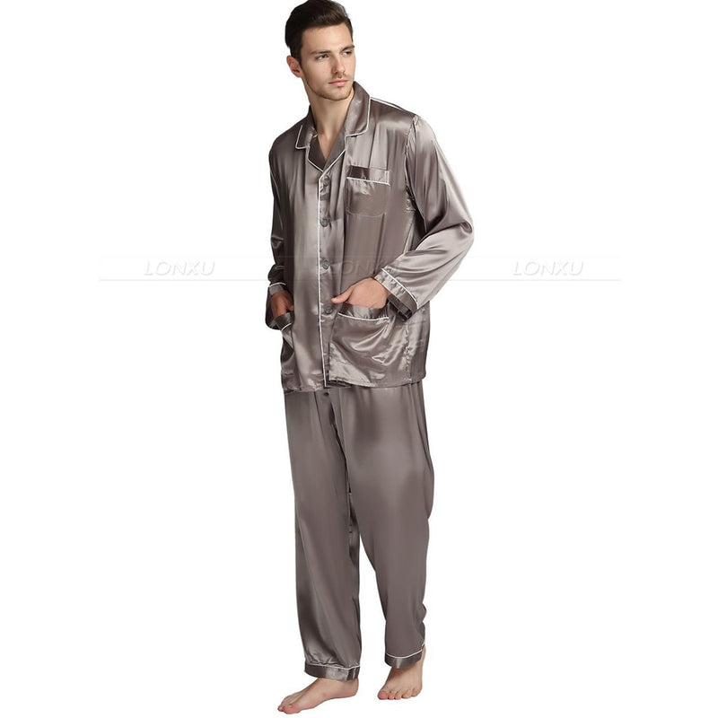 Pijama de satén de seda para hombre Conjunto de pijama Conjunto de ropa de dormir Ropa de descanso EE. UU. S, M, L, XL, XXL, XXXL, 4XL__ Se adapta a todas las estaciones