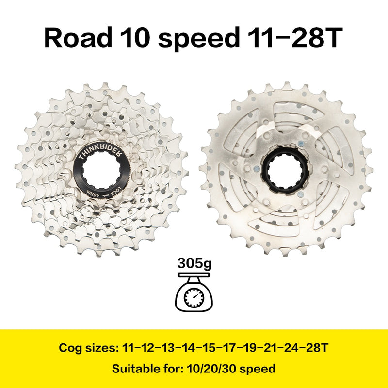 ThinkRider Road Bike 9 10 11 Speed ​​Velocidade 28T/32T Cassette de bicicleta Freewheel MTB Sprocket para SHIMANO A1 X7 X5