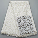 Kalume White African Tulle Lace Fabric Sequin 5 Yards 2021 Nigerian Mesh Lace Fabrics High Quality For Sew Wedding Cloth F1999